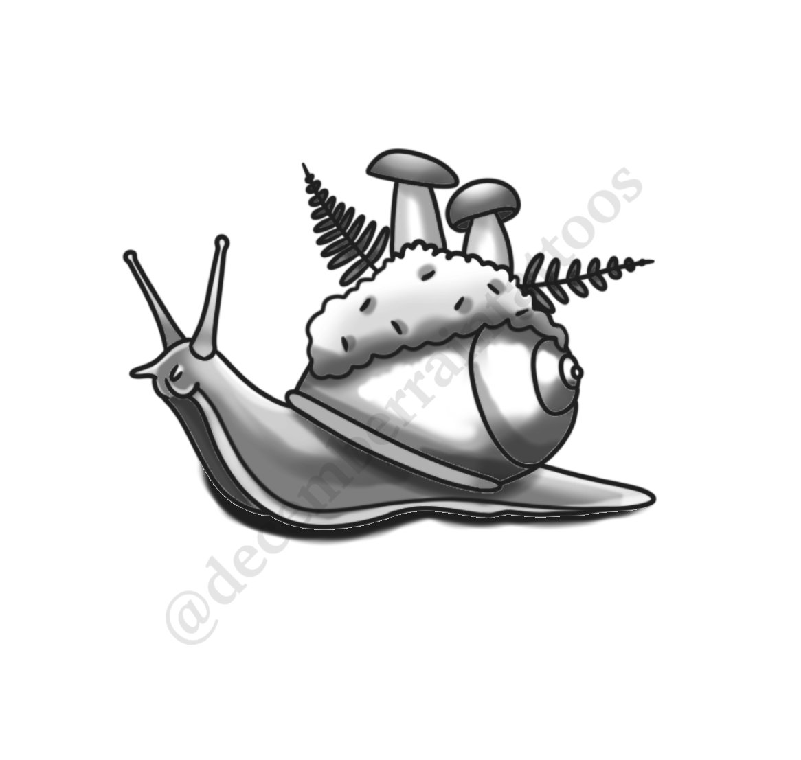 Mushroom Snail tattoo flash by Anaka Kent
