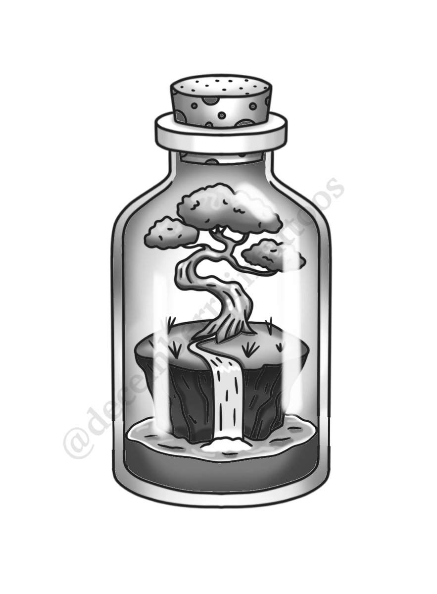 Bonsai Terrarium tattoo flash by Anaka Kent